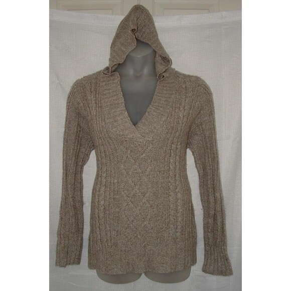 Marled Oatmeal Plus 2X 18/20 Casual Wear Stretchy Hooded Pullover Sweater - Picture 1 of 3